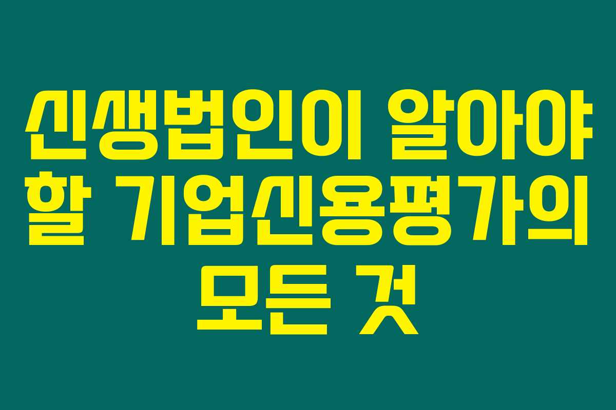 신생법인이 알아야 할 기업신용평가의 모든 것