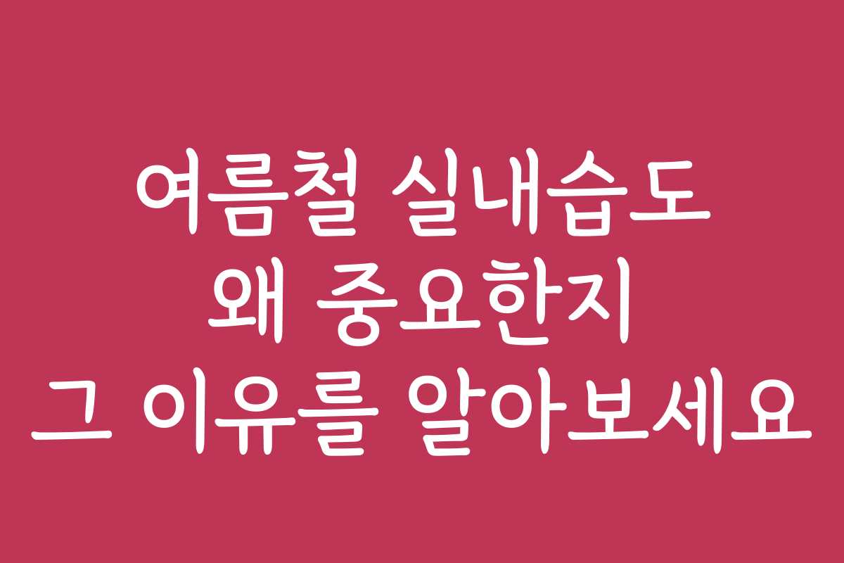 여름철 실내습도 왜 중요한지 그 이유를 알아보세요