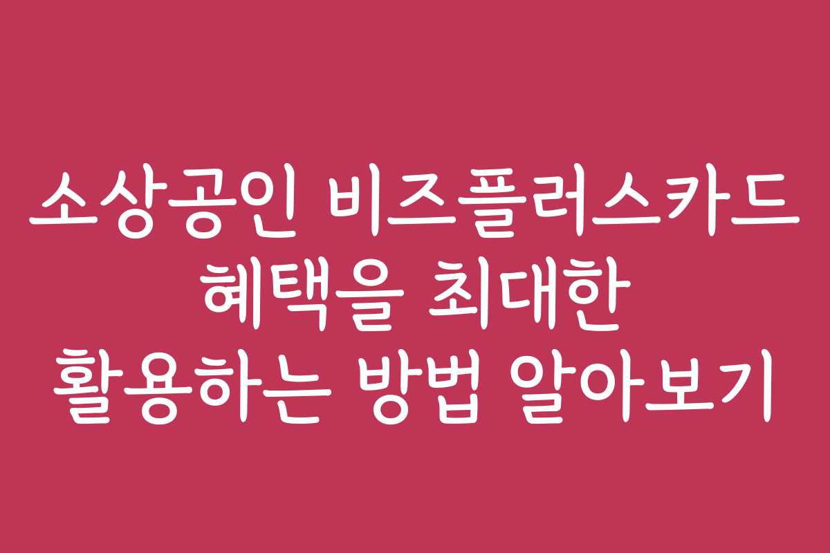 소상공인 비즈플러스카드 혜택을 최대한 활용하는 방법 알아보기