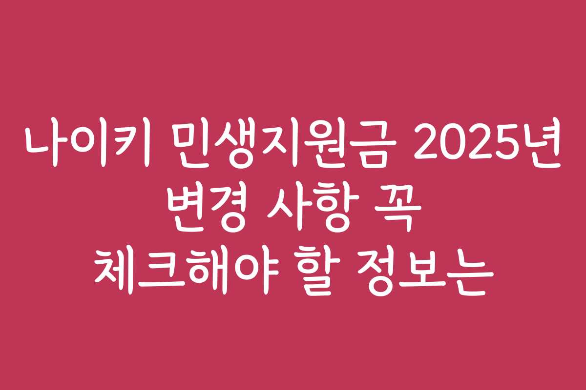 나이키 민생지원금 2025년 변경 사항 꼭 체크해야 할 정보는