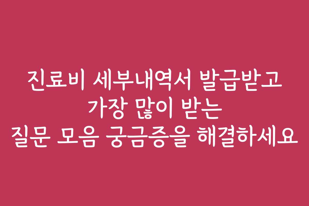 진료비 세부내역서 발급받고 가장 많이 받는 질문 모음 궁금증을 해결하세요