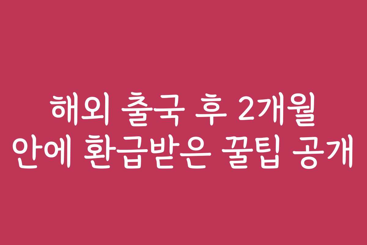 해외 출국 후 2개월 안에 환급받은 꿀팁 공개