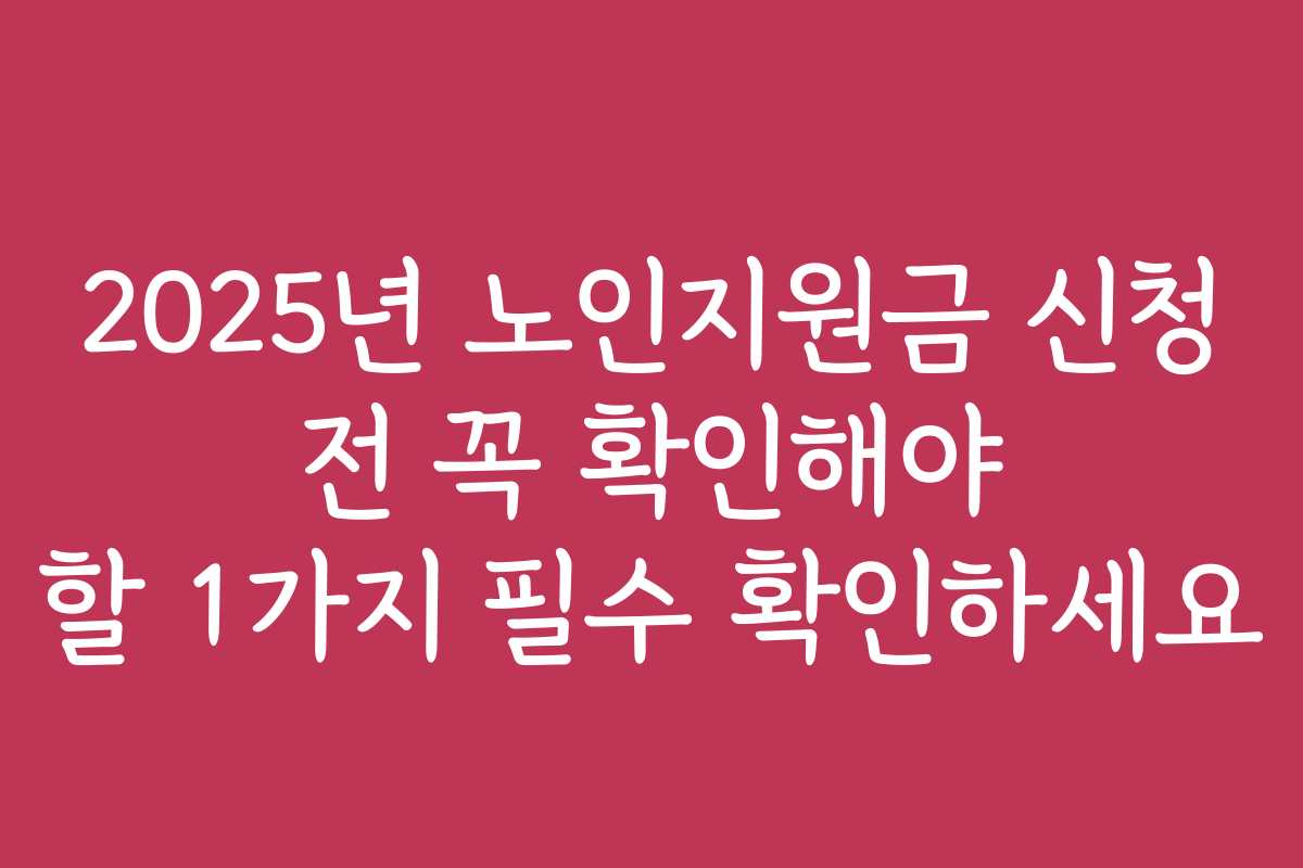 2025년 노인지원금 신청 전 꼭 확인해야 할 1가지 필수 확인하세요