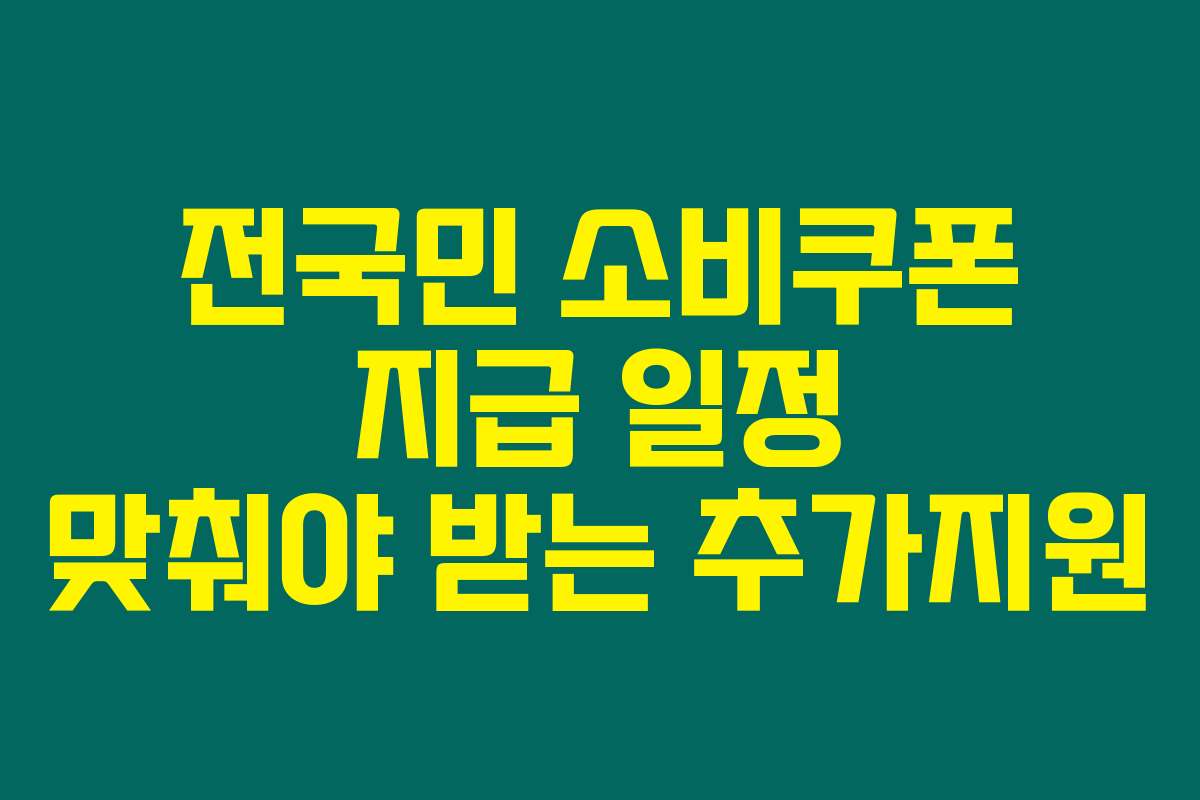 전국민 소비쿠폰 지급 일정 맞춰야 받는 추가지원