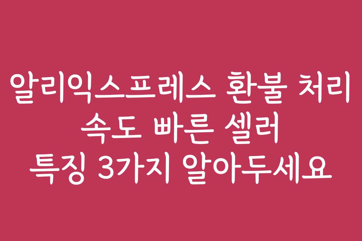알리익스프레스 환불 처리 속도 빠른 셀러 특징 3가지 알아두세요