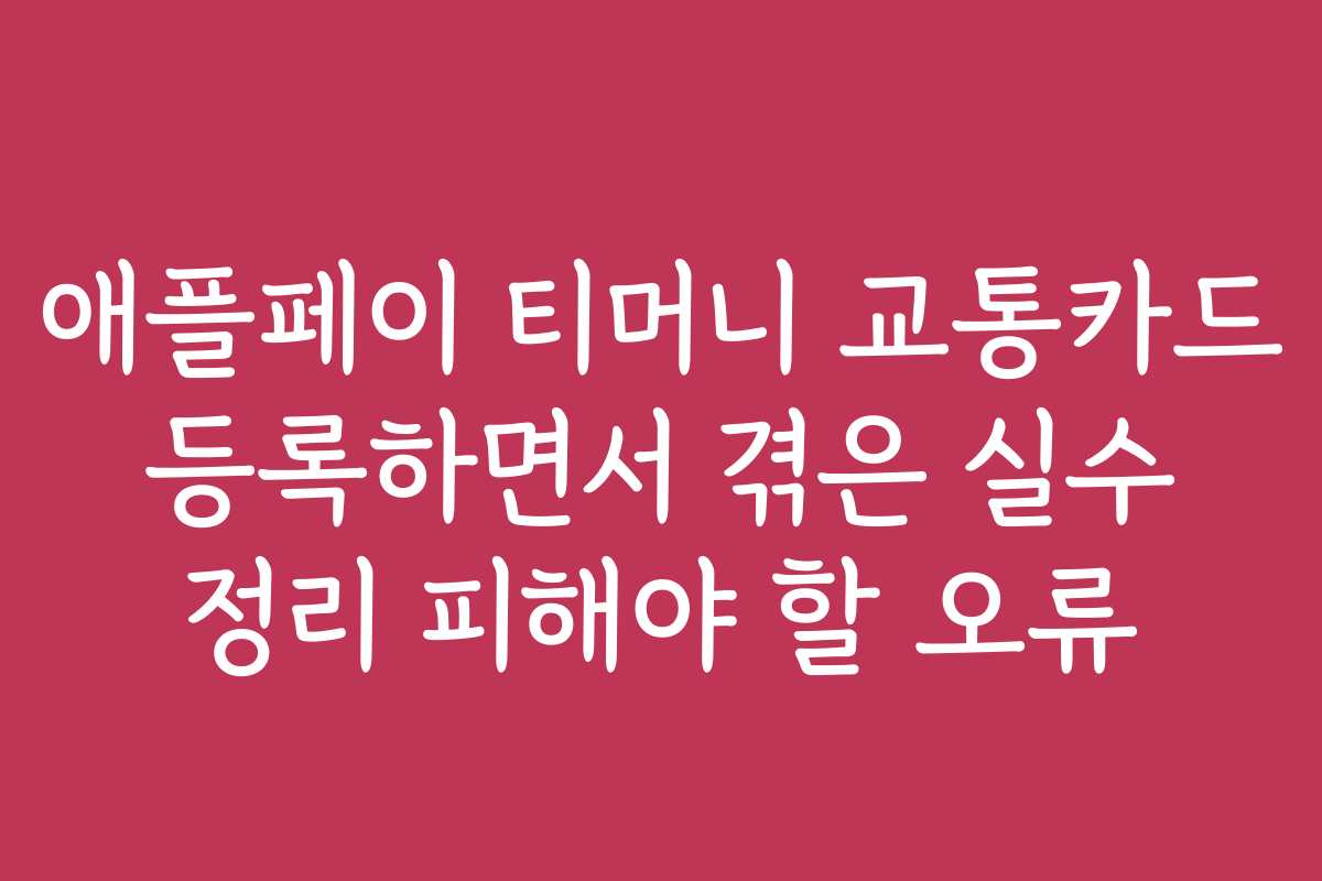 애플페이 티머니 교통카드 등록하면서 겪은 실수 정리 피해야 할 오류
