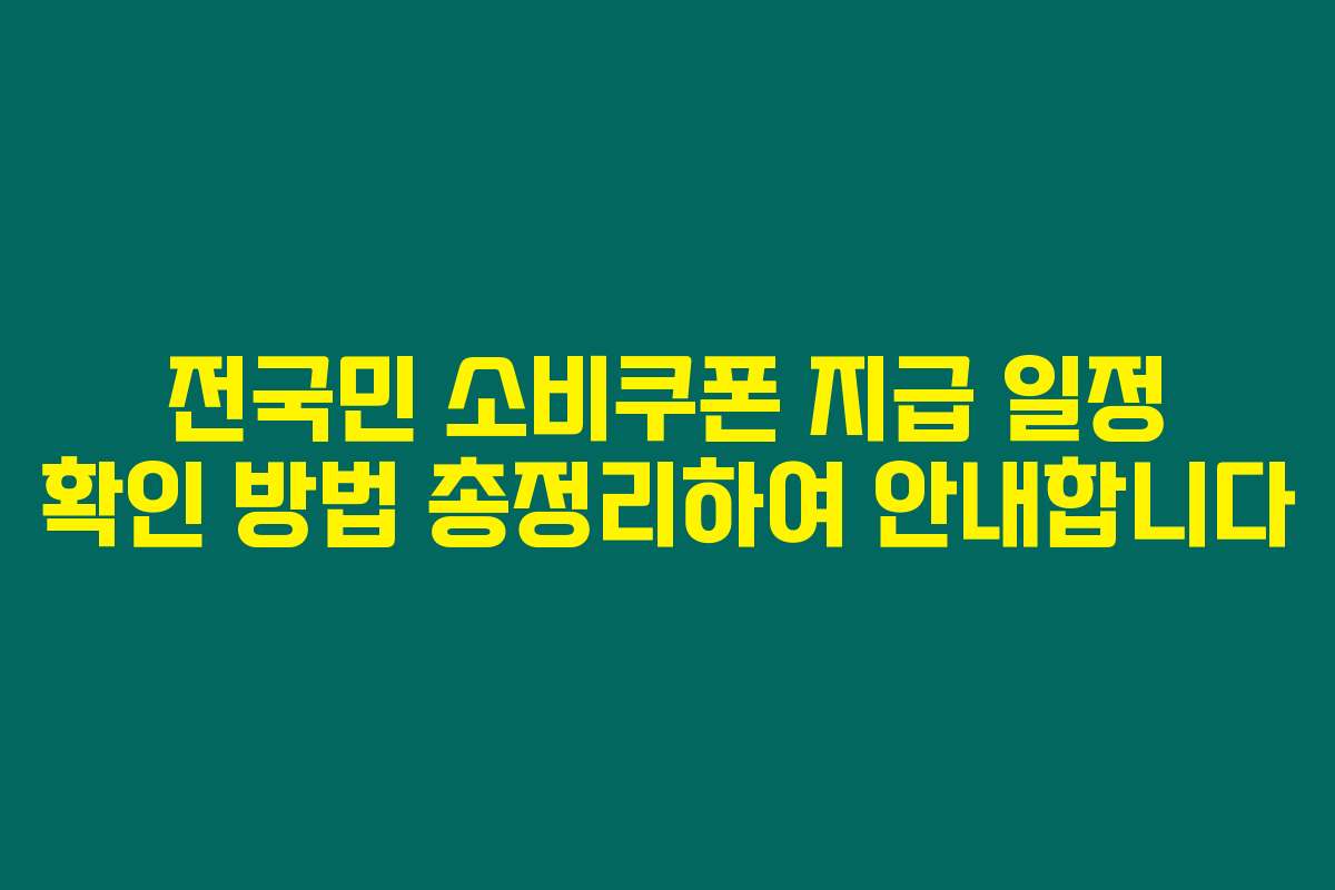 전국민 소비쿠폰 지급 일정 확인 방법 총정리하여 안내합니다
