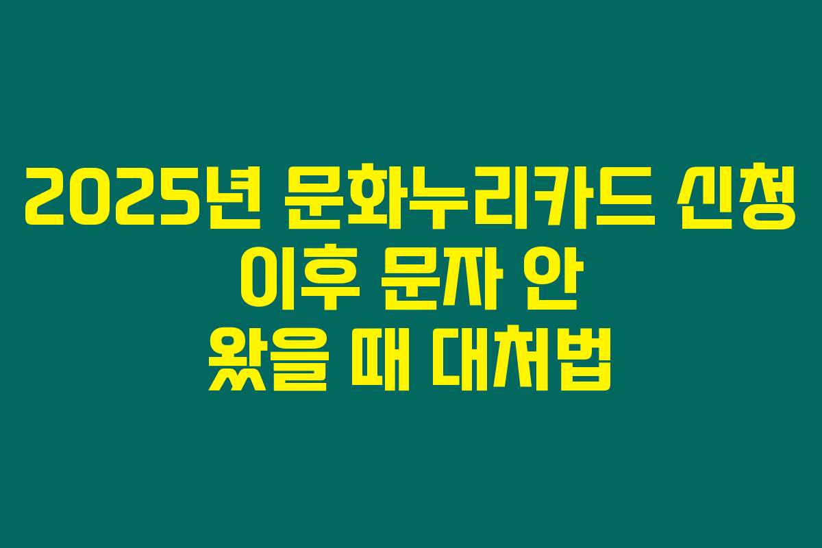 2025년 문화누리카드 신청 이후 문자 안 왔을 때 대처법