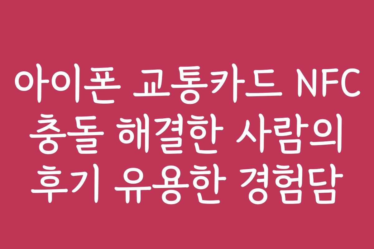 아이폰 교통카드 NFC 충돌 해결한 사람의 후기 유용한 경험담