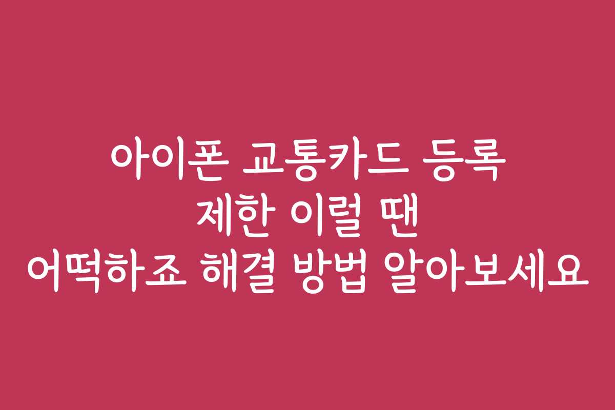 아이폰 교통카드 등록 제한 이럴 땐 어떡하죠 해결 방법 알아보세요