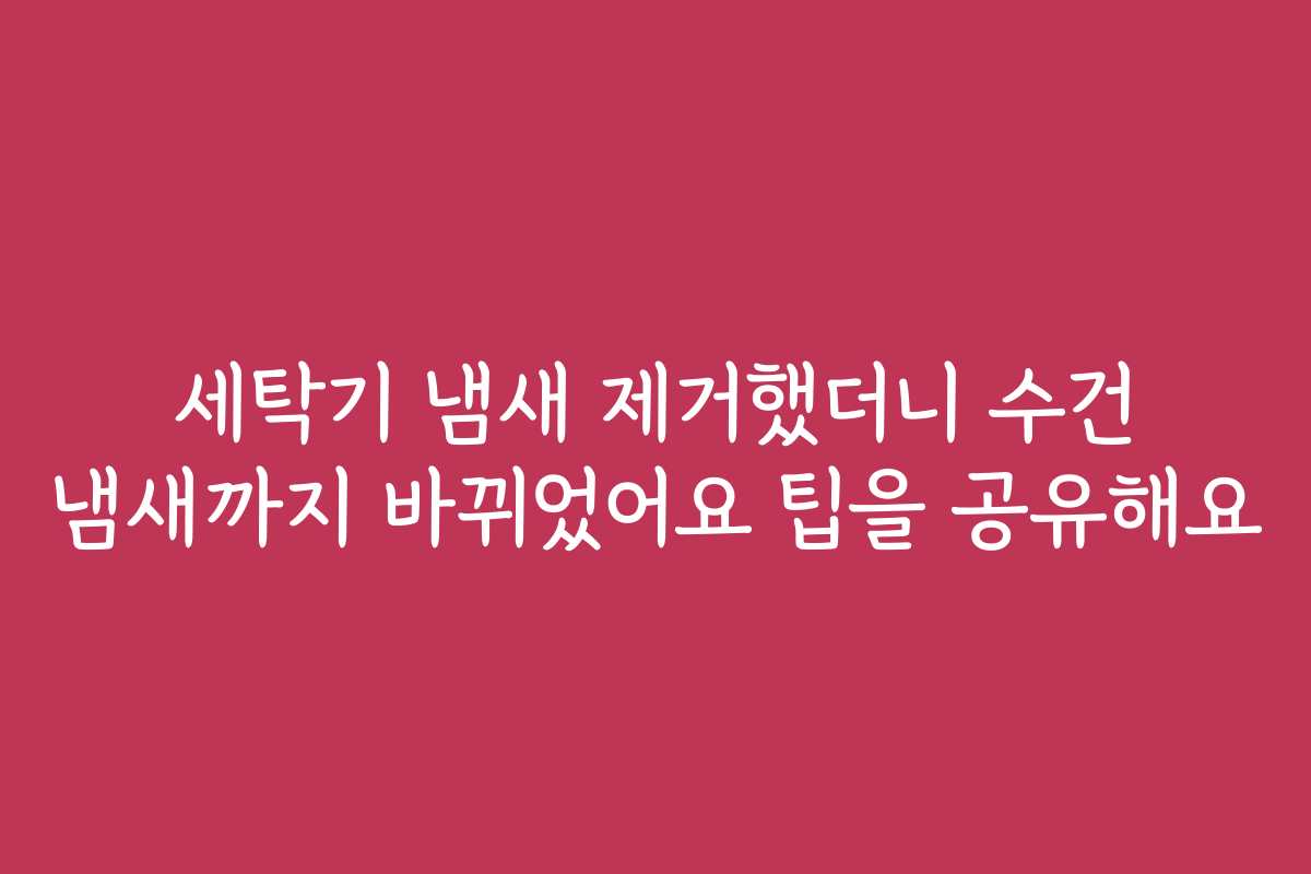 세탁기 냄새 제거했더니 수건 냄새까지 바뀌었어요 팁을 공유해요