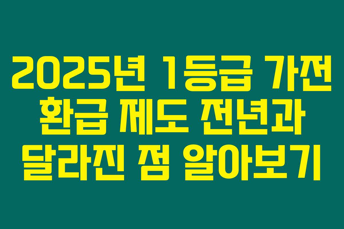 2025년 1등급 가전 환급 제도 전년과 달라진 점 알아보기