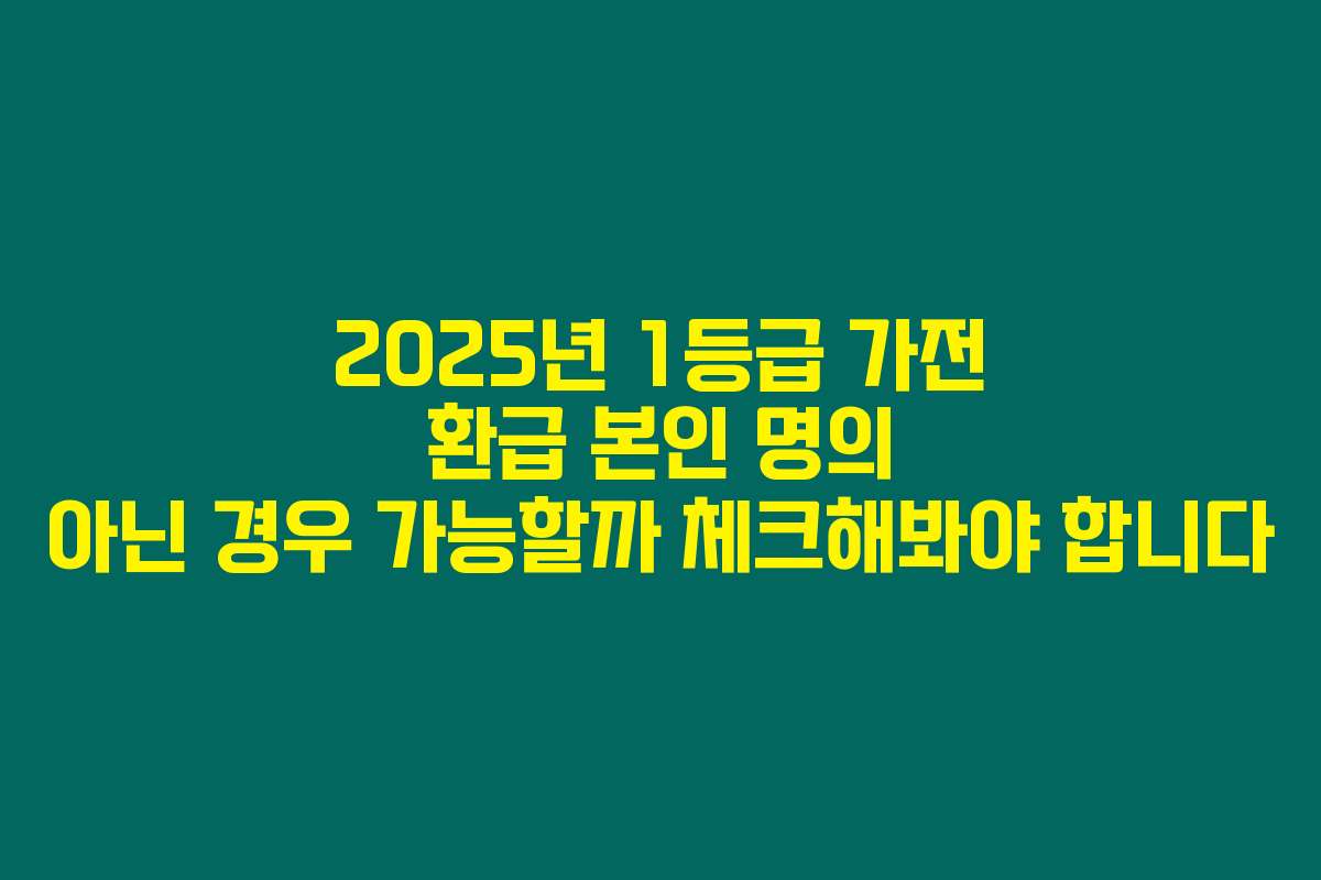 2025년 1등급 가전 환급 본인 명의 아닌 경우 가능할까 체크해봐야 합니다