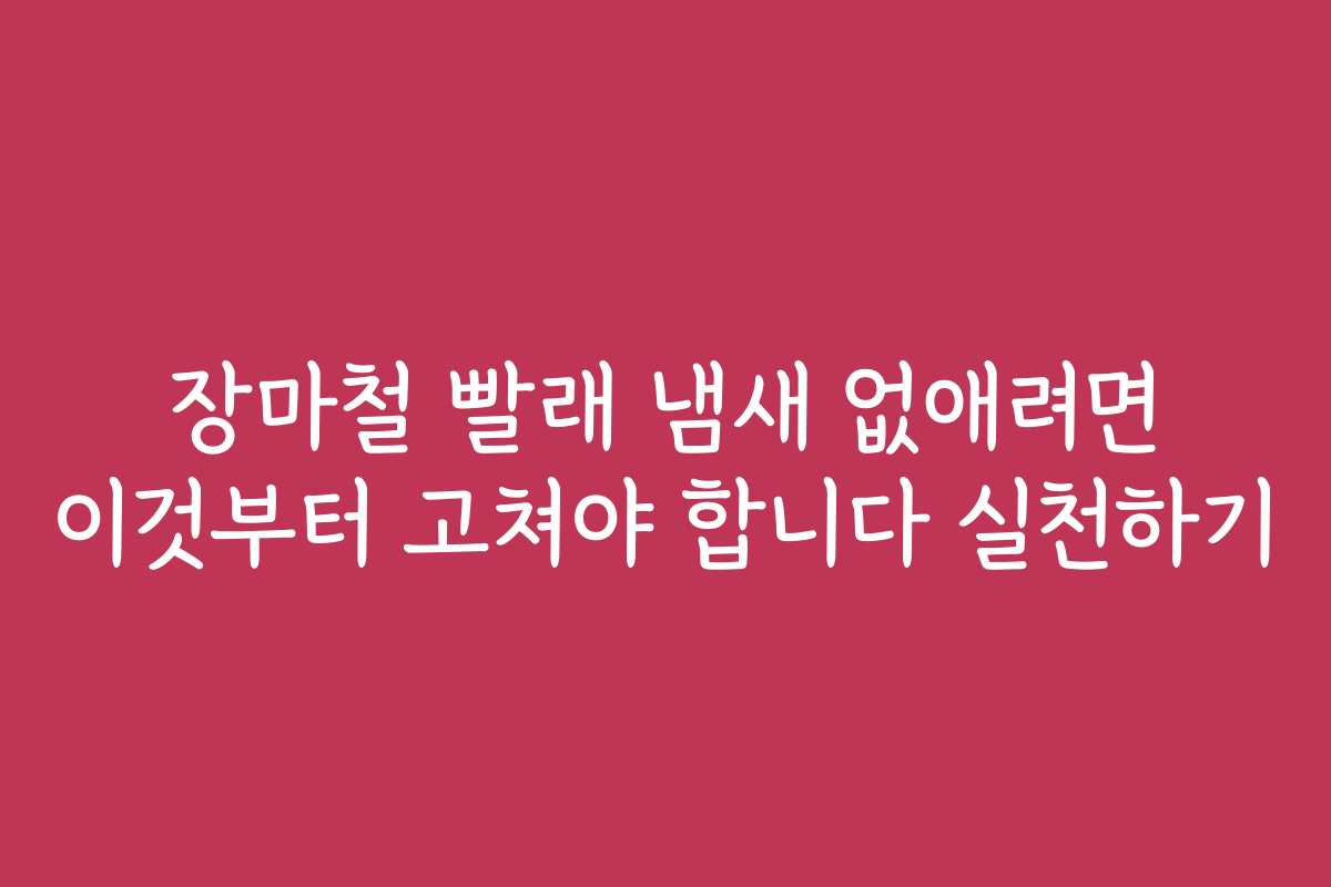 장마철 빨래 냄새 없애려면 이것부터 고쳐야 합니다 실천하기