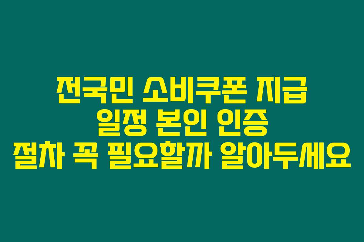 전국민 소비쿠폰 지급 일정 본인 인증 절차 꼭 필요할까 알아두세요