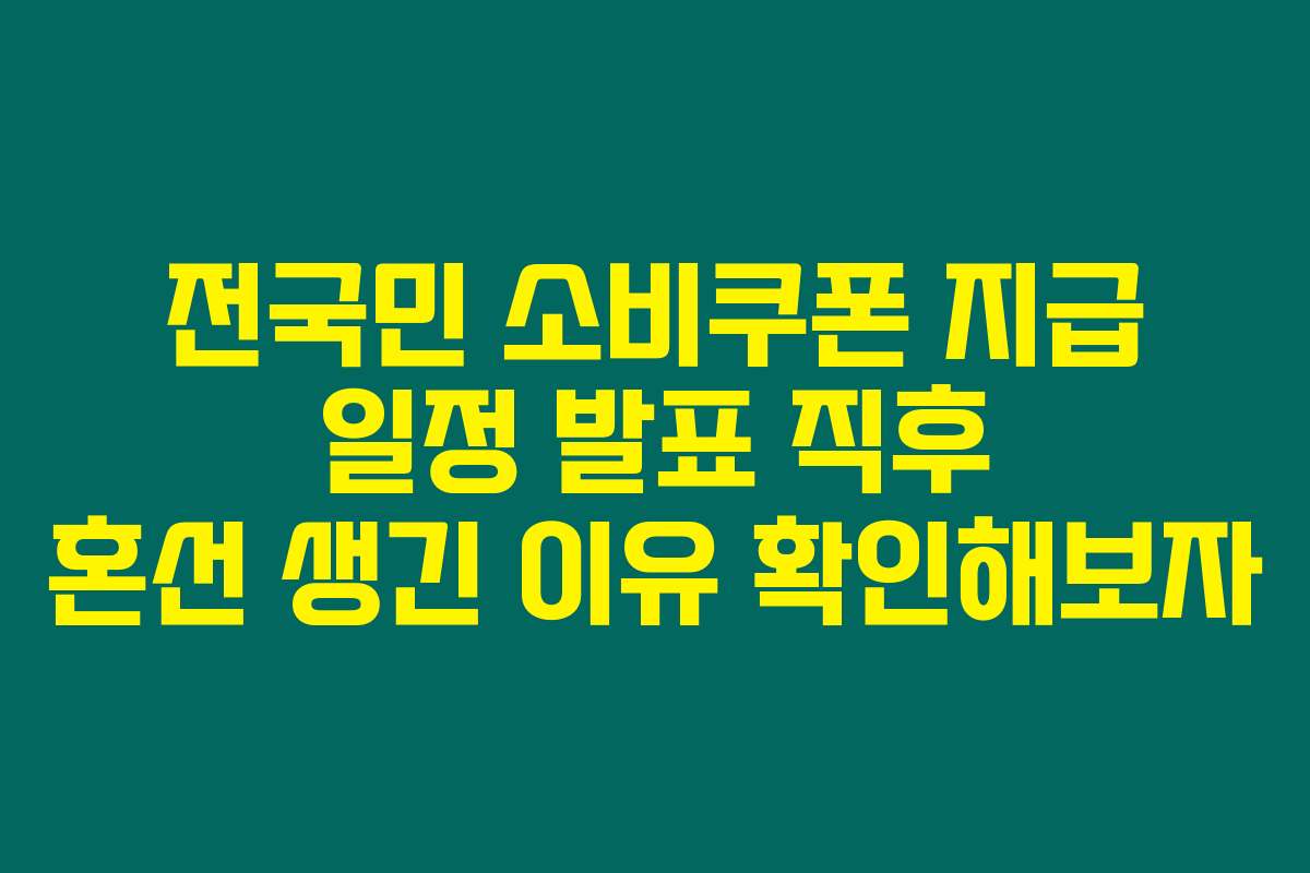 전국민 소비쿠폰 지급 일정 발표 직후 혼선 생긴 이유 확인해보자