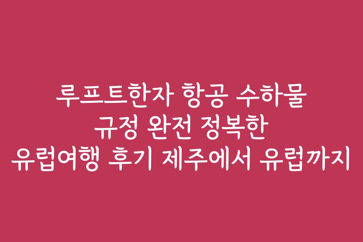 루프트한자 항공 수하물 규정 완전 정복한 유럽여행 후기 제주에서 유럽까지