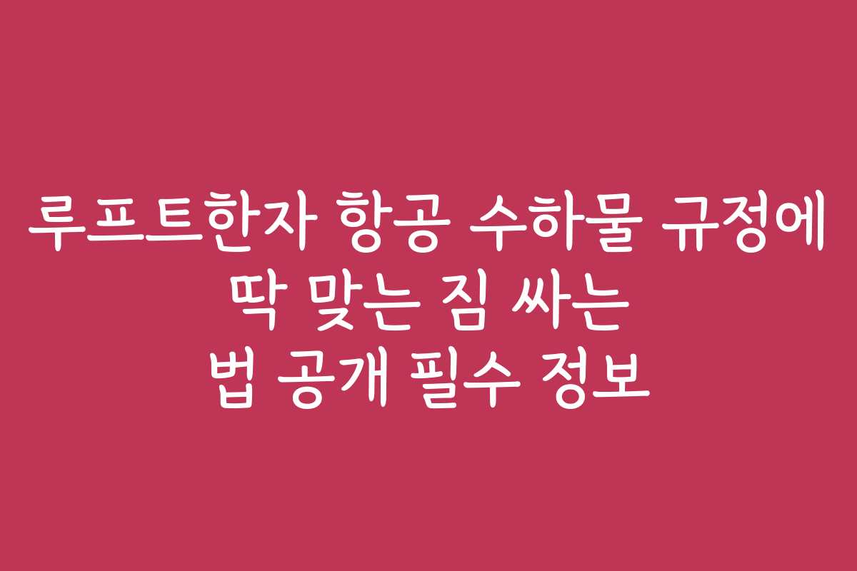 루프트한자 항공 수하물 규정에 딱 맞는 짐 싸는 법 공개 필수 정보
