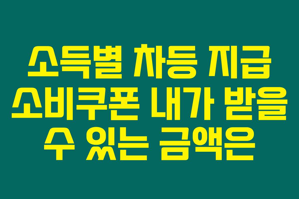 소득별 차등 지급 소비쿠폰 내가 받을 수 있는 금액은