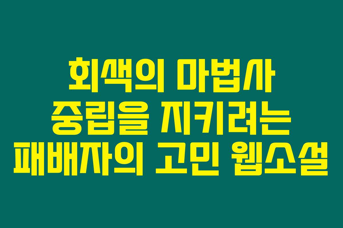 회색의 마법사 중립을 지키려는 패배자의 고민  웹소설
