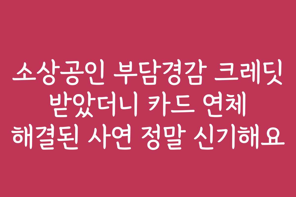 소상공인 부담경감 크레딧 받았더니 카드 연체 해결된 사연 정말 신기해요