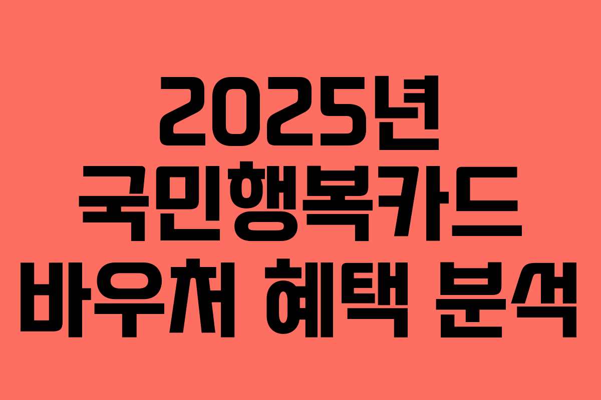 2025년 국민행복카드 바우처 혜택 분석