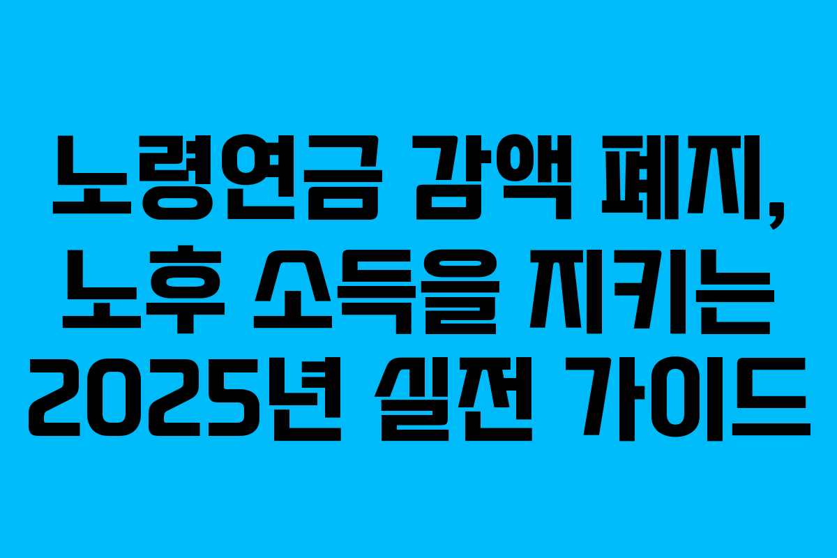 노령연금 감액 폐지, 노후 소득을 지키는 2025년 실전 가이드