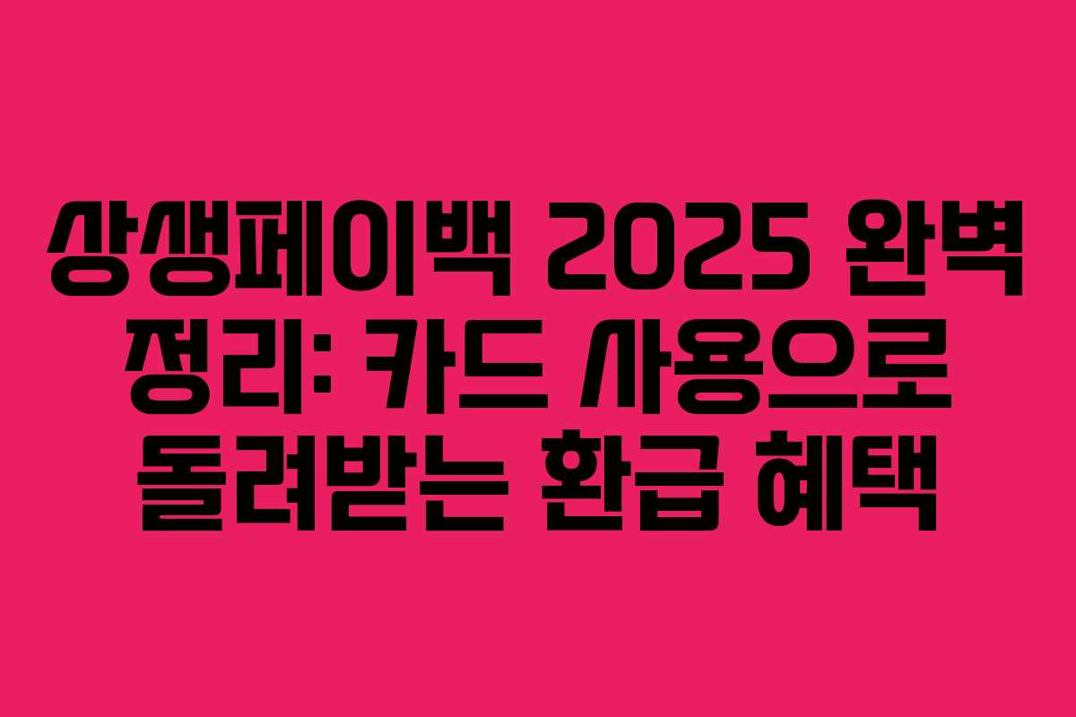상생페이백 2025 완벽 정리: 카드 사용으로 돌려받는 환급 혜택