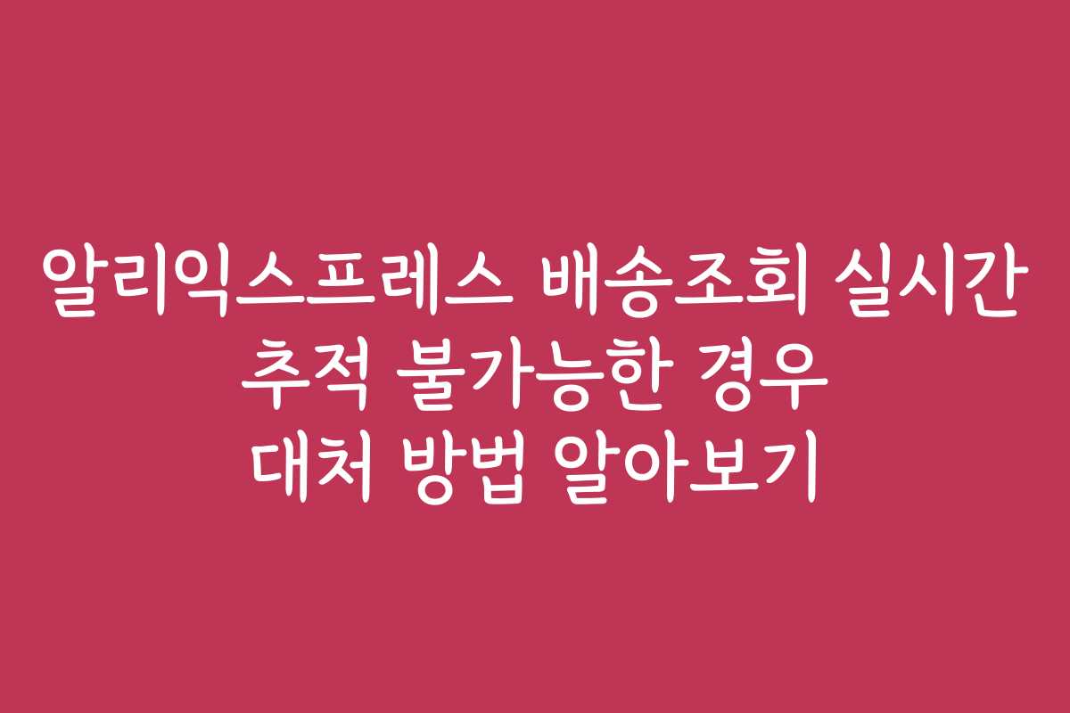 알리익스프레스 배송조회 실시간 추적 불가능한 경우 대처 방법 알아보기