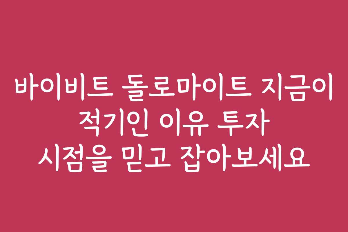 바이비트 돌로마이트 지금이 적기인 이유 투자 시점을 믿고 잡아보세요