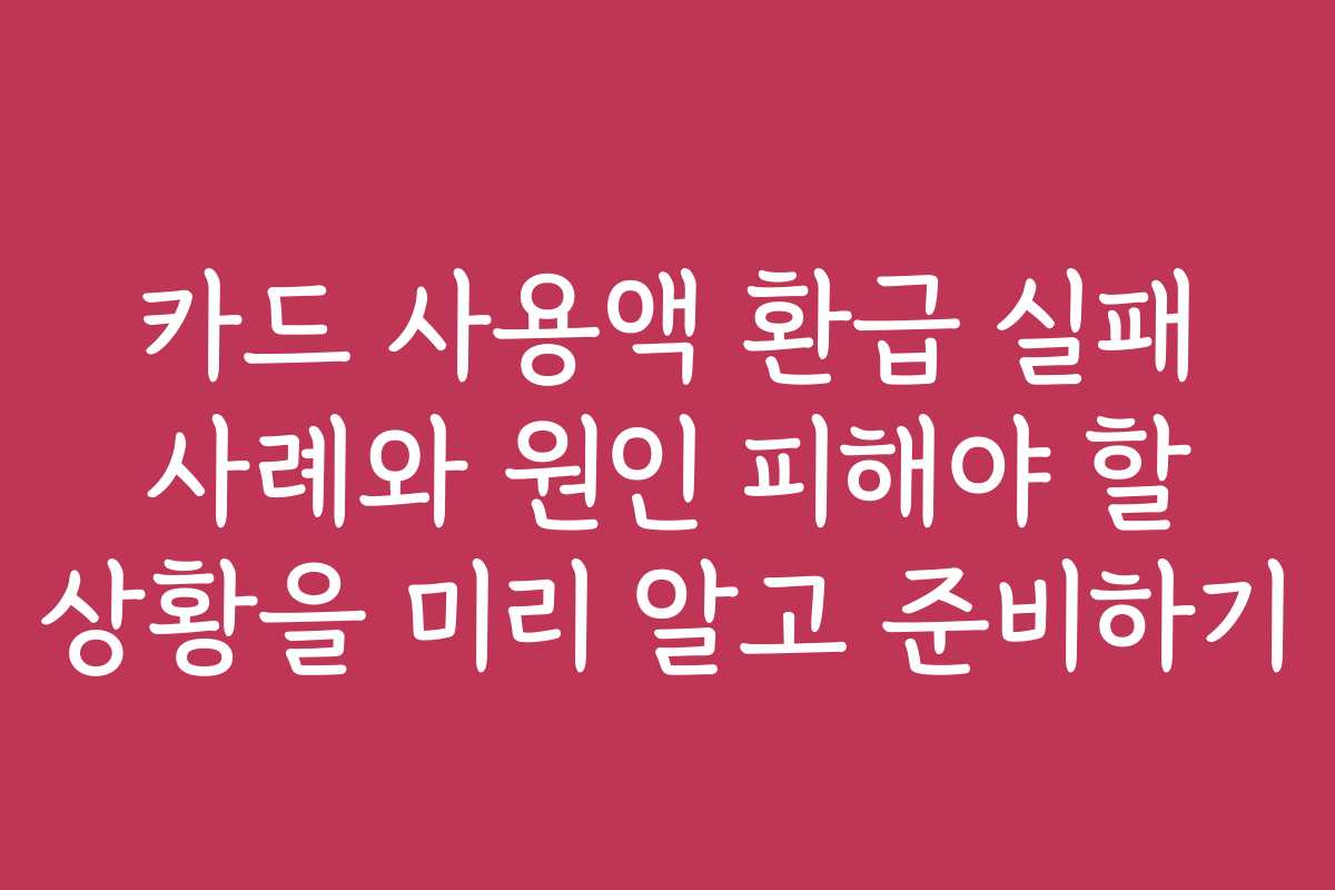 카드 사용액 환급 실패 사례와 원인 피해야 할 상황을 미리 알고 준비하기