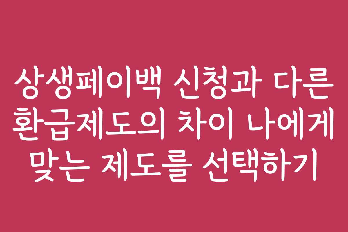 상생페이백 신청과 다른 환급제도의 차이 나에게 맞는 제도를 선택하기