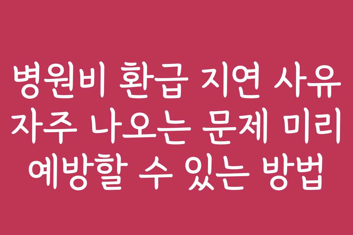 병원비 환급 지연 사유 자주 나오는 문제 미리 예방할 수 있는 방법