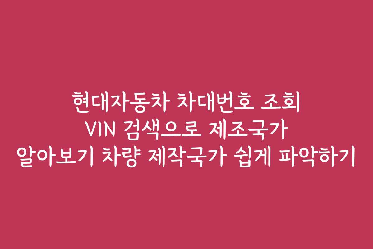 현대자동차 차대번호 조회 VIN 검색으로 제조국가 알아보기 차량 제작국가 쉽게 파악하기