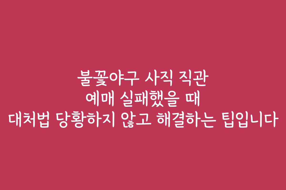 불꽃야구 사직 직관 예매 실패했을 때 대처법 당황하지 않고 해결하는 팁입니다