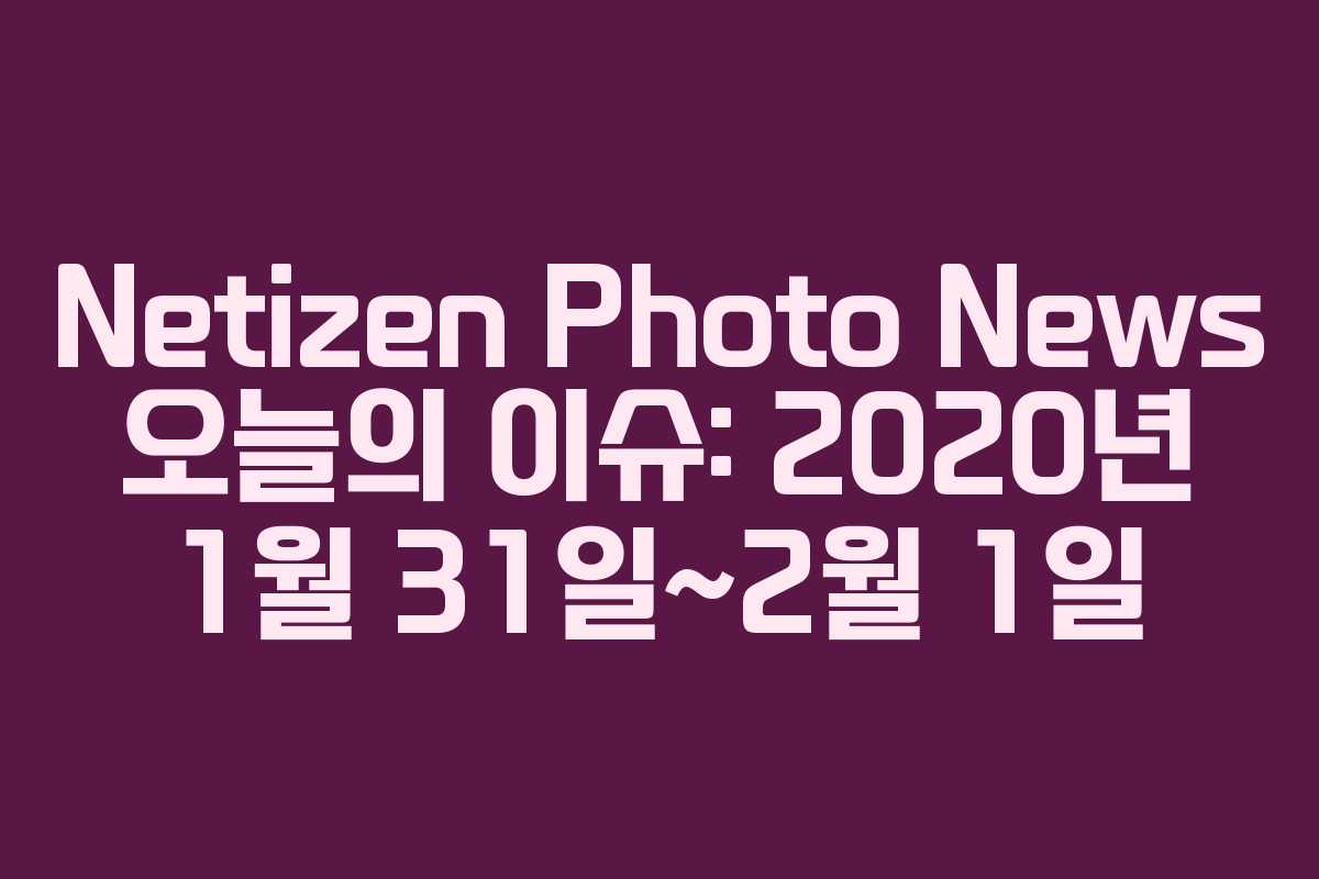 Netizen Photo News 오늘의 이슈: 2020년 1월 31일~2월 1일