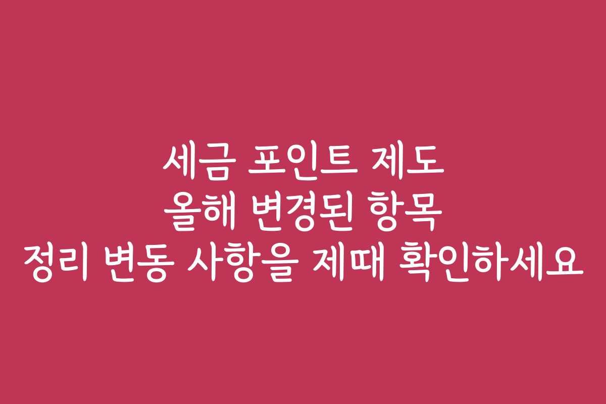 세금 포인트 제도 올해 변경된 항목 정리 변동 사항을 제때 확인하세요