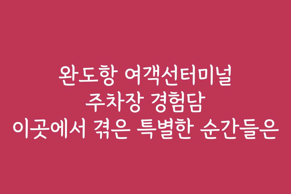 완도항 여객선터미널 주차장 경험담 이곳에서 겪은 특별한 순간들은