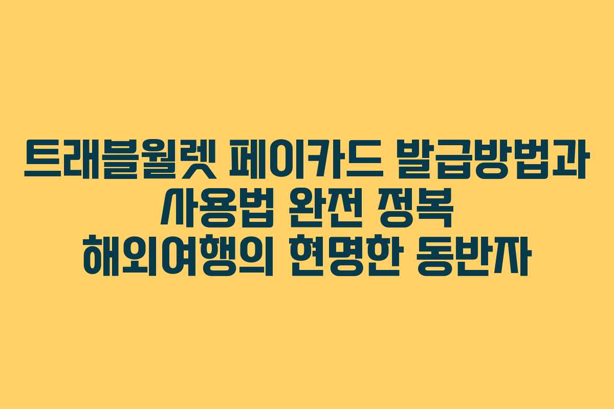 트래블월렛 페이카드 발급방법과 사용법 완전 정복 해외여행의 현명한 동반자