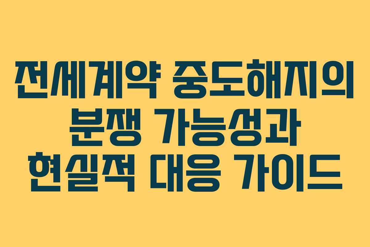 전세계약 중도해지의 분쟁 가능성과 현실적 대응 가이드