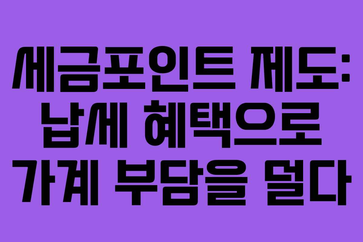 세금포인트 제도: 납세 혜택으로 가계 부담을 덜다