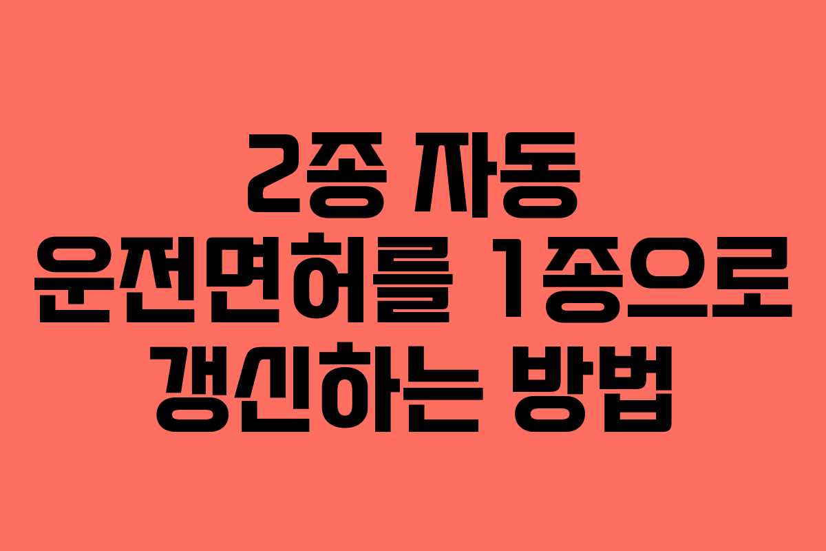 2종 자동 운전면허를 1종으로 갱신하는 방법