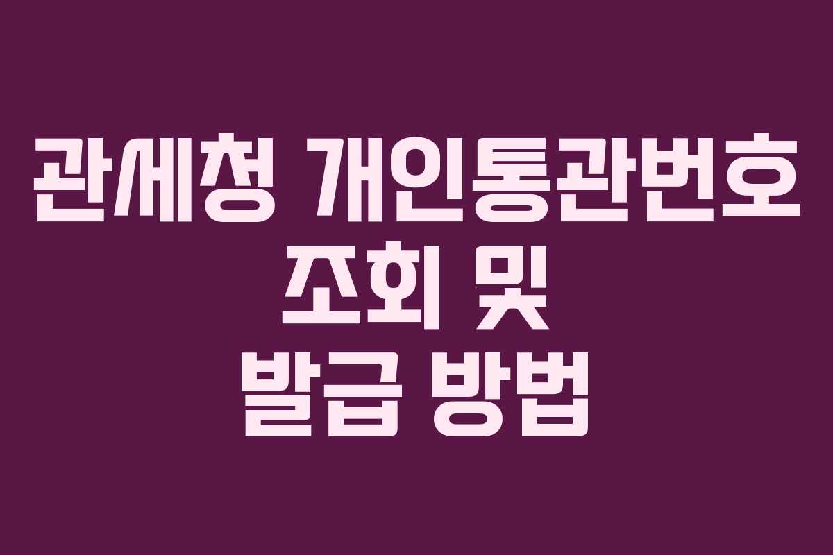 관세청 개인통관번호 조회 및 발급 방법