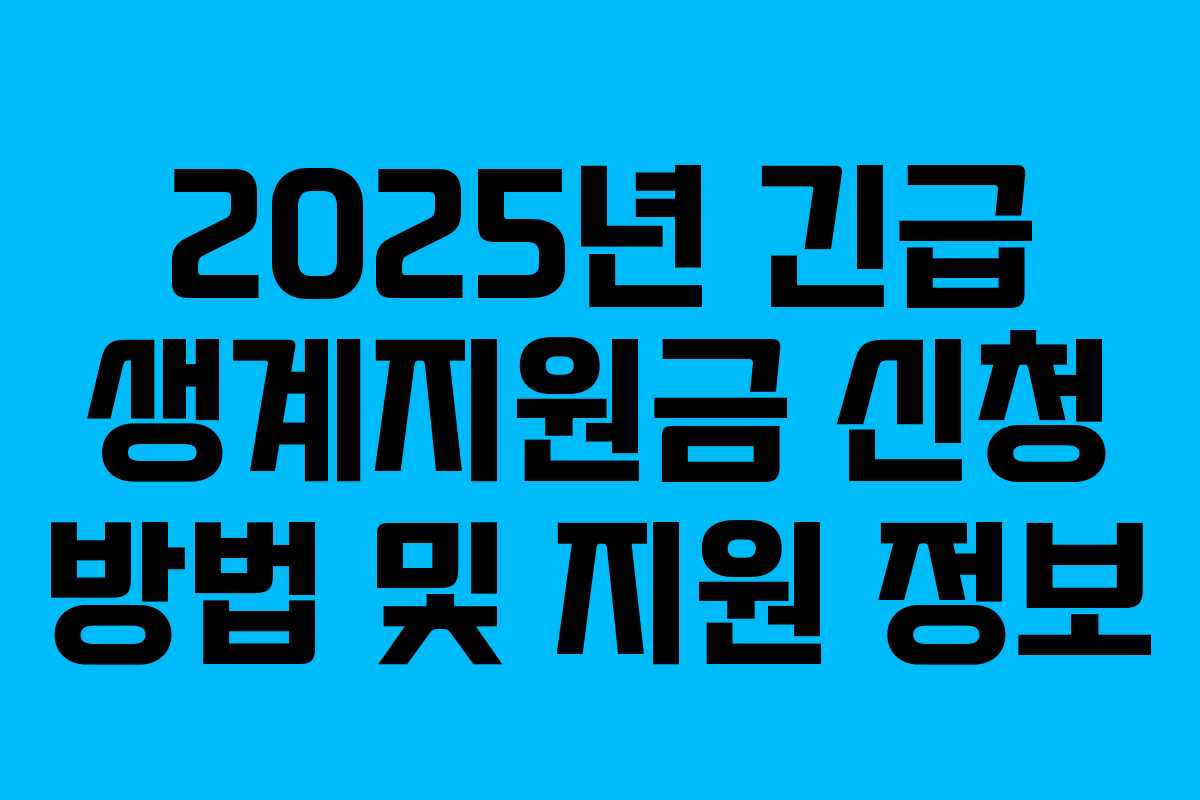 2025년 긴급 생계지원금 신청 방법 및 지원 정보 2025년 긴급 생계지원금 신청 방법 및 지원 정보