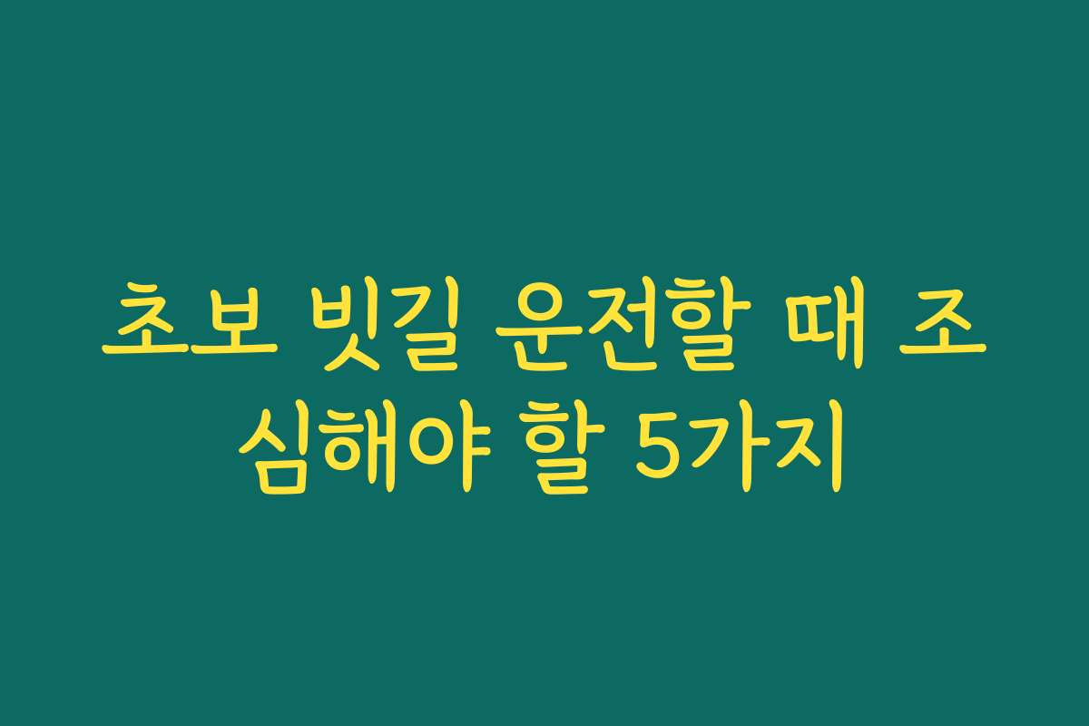 초보 빗길 운전할 때 조심해야 할 5가지