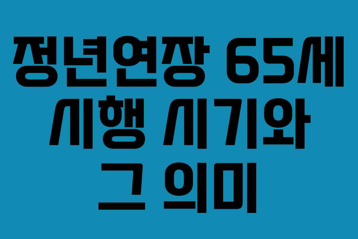 정년연장 65세 시행 시기와 그 의미 정년연장 65세 시행 시기와 그 의미