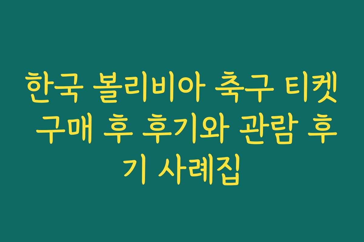 한국 볼리비아 축구 티켓 구매 후 후기와 관람 후기 사례집