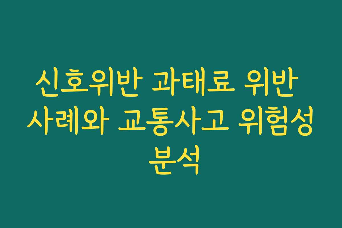 신호위반 과태료 위반 사례와 교통사고 위험성 분석