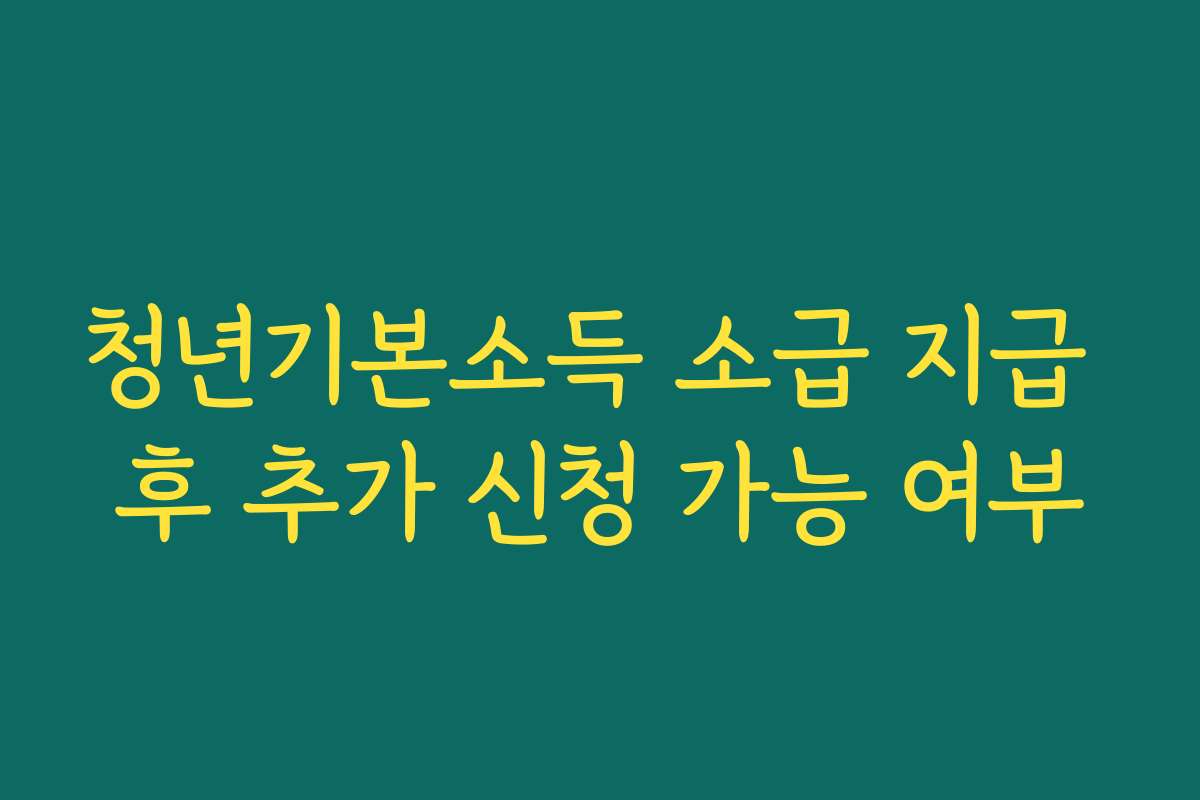 청년기본소득 소급 지급 후 추가 신청 가능 여부 청년기본소득 소급 지급 후 추가 신청 가능 여부