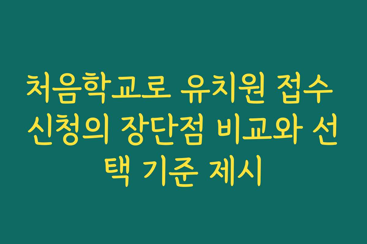 처음학교로 유치원 접수 신청의 장단점 비교와 선택 기준 제시